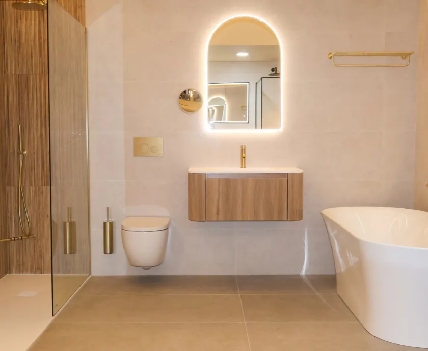 Warm Wood Texture & Brushed Brass